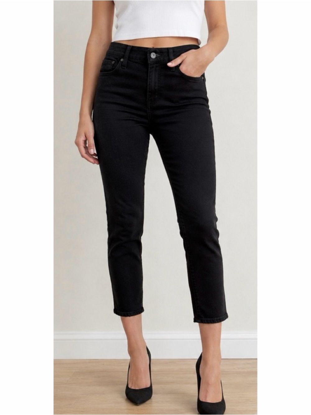 AG Adriano Goldschmied ‘the Crop’ Black Slim Skinny cropped Jeans women’s 28R